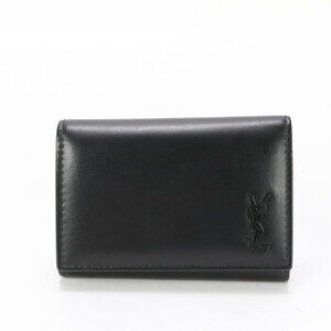 Saint Laurent Paris Cassandra YSL leather key case ring black